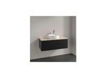 Villeroy und Boch Antao Waschtisch-Unterschrank L20053PD mit Beleuchtung, 2 Auszüge, 1000 x 360 x 500 mm, Front ohne Struktur, Black Matt Lacquer / Botticino