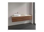 Villeroy und Boch Antao Waschtisch-Unterschrank L26153HM mit Beleuchtung, 4 Auszüge, 1600 x 360 x 500 mm, Front mit Struktur, Warm Walnut / Botticino