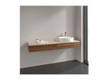 Villeroy und Boch Antao Waschtisch-Unterschrank L16013HM mit Beleuchtung, 2 Auszüge, 1600 x 190 x 500 mm, Front ohne Struktur, Warm Walnut / Botticino