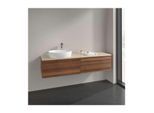 Villeroy und Boch Antao Waschtisch-Unterschrank L26053HM mit Beleuchtung, 4 Auszüge, 1600 x 360 x 500 mm, Front ohne Struktur, Warm Walnut / Botticino