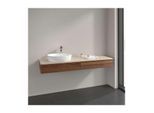 Villeroy und Boch Antao Waschtisch-Unterschrank L15113HM mit Beleuchtung, 2 Auszüge, 1600 x 190 x 500 mm, Front mit Struktur, Warm Walnut / Botticino