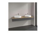 Villeroy und Boch Antao Waschbeckenunterschrank L17151GK mit Beleuchtung, 2 Auszüge, 1600 x 190 x 500 mm, Front mit Struktur, Anthracite Matt Lacquer / Honey Oak