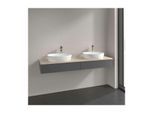 Villeroy und Boch Antao Waschtisch-Unterschrank L17053GK mit Beleuchtung, 2 Auszüge, 1600 x 190 x 500 mm, Front ohne Struktur, Anthracite Matt Lacquer / Botticino