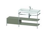 Duravit Happy D.2 Plus Möbelwaschtisch-Kombination HP4848E9292 160 x 49 cm, 2 Hahnlöcher, steingrau seidenmatt, mit Metallkonsole