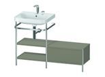 Duravit Happy D.2 Plus Möbelwaschtisch-Kombination HP4850E9292 120 x 49 cm, 2 Hahnlöcher, steingrau seidenmatt, mit Metallkonsole