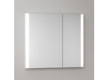 KEUCO Somaris Spiegelschrank mit Beleuchtung 14512512200 80 x 71 x 11,5 cm, weiß matt, 2 Türen, Wandeinbau, asymmetrisch