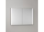 KEUCO Somaris Spiegelschrank mit Beleuchtung 14513372101 100 x 71 x 11,5 cm, schwarz matt, Wandeinbau, 2 Türen, Spiegelheizung