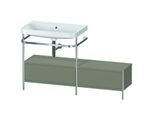 Duravit Happy D.2 Plus Möbelwaschtisch-Kombination HP4862N9292 140x49cm, mit Metallkonsole, ohne Hahnloch, steingrau seidenmatt