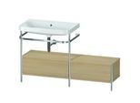 Duravit Happy D.2 Plus Möbelwaschtisch-Kombination HP4862N7171 140x49cm, mit Metallkonsole, ohne Hahnloch, mediterrane Eiche