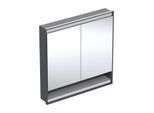 Geberit One Unterputz Spiegelschrank 505823007 90 x 90 x 15cm, schwarz matt/Aluminium pulverbeschichtet, mit Nische und ComfortLight, 2 Türen