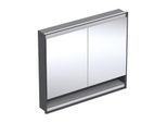 Geberit One Unterputz Spiegelschrank 505824007 105 x 90 x 15 cm, schwarz matt/Aluminium pulverbeschichtet, mit Nische und ComfortLight, 2 Türen