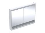 Geberit One Spiegelschrank 505835002 120 x 90 x 15 cm, weiß/Aluminium pulverbeschichtet, mit Nische und ComfortLight, 2 Türen