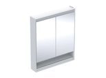 Geberit One Spiegelschrank 505832002 75 x 90 x 15 cm, weiß/Aluminium pulverbeschichtet, mit Nische und ComfortLight, 2 Türen