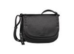Satteltasche TOM TAILOR "Elaria", Damen, Gr. B/H/T: 24cm x 18cm x 7cm, schwarz, Polyurethan, clean, gepflegt, geprägtes Muster, unifarben, Taschen Satteltasche, Western-Chic mit Nieten und Ösen als Blickfang mit Deko-Anhänger