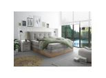 Livetastic , Hellgrau , Holz, Textil, Holzwerkstoff , Eiche , H2 , 7-Zonen , 180x200 cm , Bettkasten, gepolstertes Kopfteil, Federkernmatratze, Topper durchgehend ,