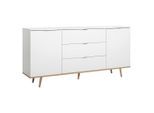 Mid.you , Weiß, Sonoma Eiche , Holzwerkstoff , Eiche , massiv , 2 Fächer , 3 Schublade(n) Schubladen , 180x87x40 cm ,