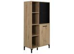 Livetastic , Schwarz, Eiche Artisan , Metall, Holzwerkstoff , Holzoptik , 5 Fächer , 78x155x41 cm ,