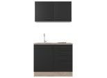 FlexWell , Schwarz, Eichefarben , Holzwerkstoff , 3 Schublade(n) Schubladen , einmalig seitenverkehrt montierbar, nur wie online abgebildet bestellbar , 100 cm , Made in Germany , Zusatzausstattung erhältlich, links aufbaubar, rechts aufbaubar ,