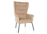 Mid.you , Beige , Textil , 71x110x71 cm , Wohnzimmer, Sessel, Ohrensessel