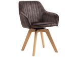 Mid.you , Buchefarben, Dunkelbraun , Holz, Textil , Buche , vollmassiv , Uni , 63x83x63 cm , inklusive Armlehnen, Sitzfläche 180° drehbar, automatische Rückholfunktion ,