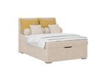Möbelix , Beige , Holz, Textil , H3 , 140x200 cm , Bettkasten, gepolstertes Kopfteil ,