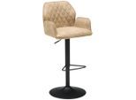 Mid.you , Schwarz, Beige , Metall, Textil , 51x90-111x52 cm , Esszimmer, Barmöbel, Barhocker