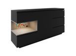 Minecraft , Schwarz , Holzwerkstoff , 5 Schublade(n) Schubladen , 160x80x40 cm , Beleuchtung ,