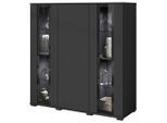 P & B , Schwarz , Glas, Holzwerkstoff , 8 Fächer , 120x121.9x39.5 cm , FSC , stehend , Kleinmöbel, Kommoden, Highboards