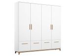 Rauch Möbel , Weiß , Holzwerkstoff , Eiche , 2 Fächer , 4 Schublade(n) Schubladen , 181x203x53 cm , Blauer Engel, BQ - Bündnis für Qualität, Made in Germany , Schlafzimmer, Kleiderschränke, Drehtürenschränke
