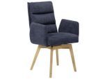 Mid.you , Blau , Holz, Textil , Wildeiche , massiv , 61x95x65 cm ,