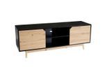 Livetastic , Schwarz , Holzwerkstoff , Eiche , massiv , 150x55x40 cm , stehend ,
