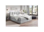 Livetastic , Hellgrau , Holz, Textil, Holzwerkstoff , H3 , 140x200 cm , Bettkasten, gepolstertes Kopfteil, Topper durchgehend ,