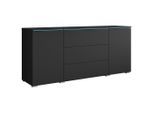 P & B , Graphitfarben , Holzwerkstoff , 2 Fächer , 3 Schublade(n) Schubladen , 150x67.9x39.5 cm , FSC , stehend ,