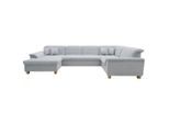 Mid.you , Pastellblau , Textil , Eiche , Uni , U-Form , 352x214 cm , Made in EU, FSC MIX , Rücken echt ,