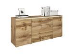 P & B , Eiche Wotan , Holzwerkstoff , 2 Fächer , 3 Schublade(n) Schubladen , 150x67.9x39.5 cm , FSC , stehend, Beleuchtung , Kleinmöbel, Kommoden, Sideboards