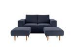 Looks by W.Joop , Dunkelblau , Textil , Eiche , 172x96x107 cm , Made in EU , Rücken echt , Wohnzimmer, Sofas & Couches, Sofas, 2er Sofas
