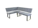 Mid.you , Hellgrau , Metall, Textil , L-Form, nur wie online abgebildet bestellbar , 187x142.5 cm , Esszimmer, Bänke, Polsterbänke