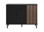 Livetastic , Schwarz, Eiche Artisan , Holzwerkstoff , 1 Fächer , 4 Schublade(n) Schubladen , 118x90x40 cm ,