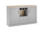 Mid.you , Eichefarben, Hellgrau , Holzwerkstoff , 4 Fächer , 2 Schublade(n) Schubladen , 166x100x44 cm , stehend , Kleinmöbel, Kommoden, Sideboards