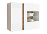 Mid.you , Weiß, Eichefarben , Glas, Holzwerkstoff , 2 Fächer , 97x83x40 cm , hängend , Kleinmöbel, Vitrinen, Hängevitrinen