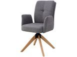 Livetastic , Grau , Holz, Metall, Textil , Eiche, Pappel , massiv, Sperrholz , 60x94x66 cm , Sitzfläche 360° drehbar ,
