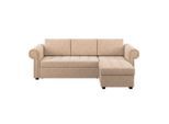 James Wood , Beige , Textil , Uni , 260x85x155 cm , Armlehnen seitenverkehrt montierbar , Wohnzimmer, Sofas & Couches, Schlafsofas, Ecksofas mit Schlaffunktion