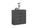 Livetastic , Anthrazit , Holzwerkstoff , 4 Schublade(n) Schubladen , 74x80x35 cm , FSC MIX , stehend ,