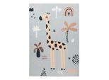 Obsession , Mehrfarbig , Textil , Giraffe , rechteckig , 115x170 cm , Oeko-Tex® Standard 100 , waschbar, rutschfeste Unterfläche ,