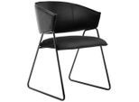 Livetastic , Schwarz , Metall, Leder , Echtleder , Rindleder , 54x83x57 cm , Esszimmer, Esszimmerstühle, Lederstühle Esszimmer, Echtleder Stühle