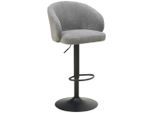 Mid.you , Grau, Schwarz , Metall, Textil , 54x91-112x52 cm , Esszimmer, Barmöbel, Barhocker