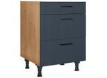 Nobilia , Blau, Eichefarben , Holzwerkstoff , 3 Schublade(n) Schubladen , einzeln stellbar , 60.0x87.0x56.0 cm , Blauer Engel, Pefc, Goldenes M, Made in Germany, DGM-Klimapakt , Küche, Küchenblöcke, Küchenschränke, Küchenumbauschränke
