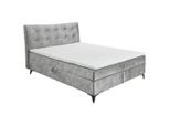 Mid.you , Grau , Textil, Holzwerkstoff , 180x200 cm , Bettkasten, gepolstertes Kopfteil, Topper durchgehend , Schlafzimmer, Betten, Boxspringbetten