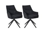 Mid.you , Schwarz , Metall, Textil , 61x87x65 cm , Sitzfläche 360° drehbar , Esszimmer, Esszimmerstühle, Polsterstühle