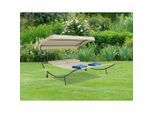 Gardenson , Creme , Metall, Textil , 130x137x200 cm , Räder am Kopfende, Kissen, verstellbares Dach , Gartenmöbel, Gartenliegen, Sonnenliegen